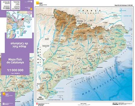 Mapa físic de Catalunya 1:1 000 000, juliol 2023