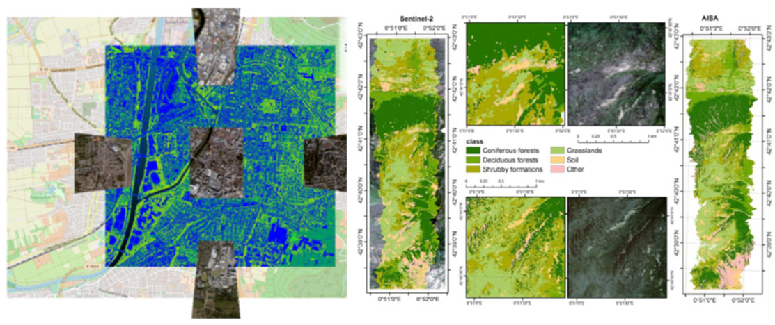 Classification of land covers with multi and hyperspectral images