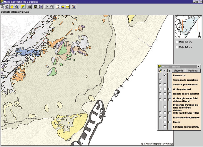 Interfície del visor amb selector de mapes temàtics