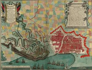 (1706). Plan de la ville de Barcelone et chateau de Mont Iuy. La Haia: chez Anna Beek. (Cartoteca, RM.215263)