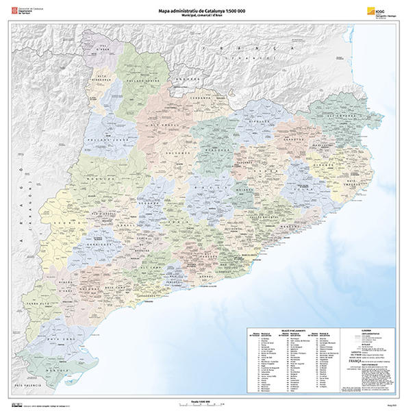 Mapa administratiu de Catalunya 1:500.000. Municipal, comarcal i d'Aran (2023)