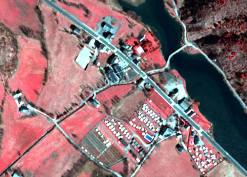 Near infrared image allow clearly distinguishing red vegetation