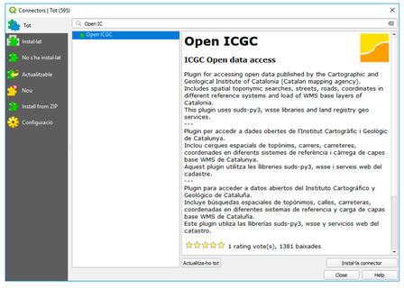 Open ICGC en el motor de búsqueda de conectores de QGis